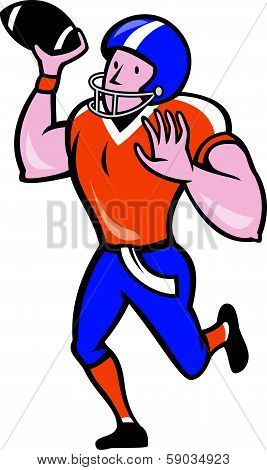 American Football Quarterback Throw Ball Isolated Cartoon