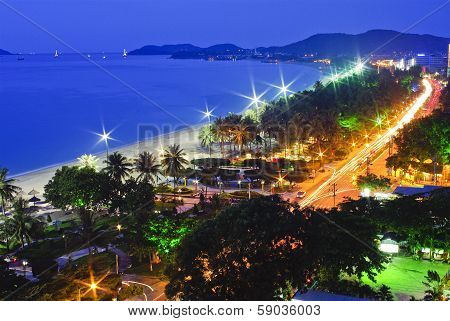 Beach Scene, Tropics, Pacific Ocean Night View, Natrang Vietnam