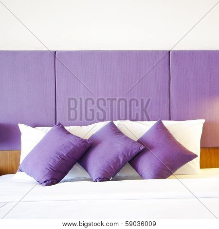 Image Of Comfortable Pillows And Bed.