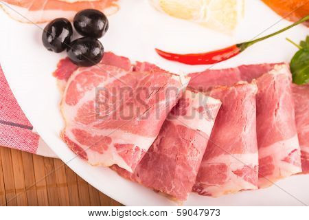 Ham on the plate