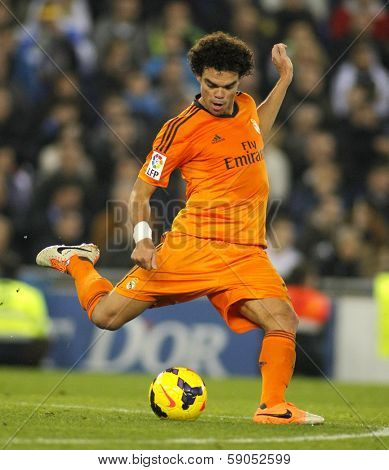 BARCELONA - JAN, 12: Pepe Lima of Real Madrid during the Spanish League match between Espanyol and Real Madrid at the Estadi Cornella on January 12, 2014 in Barcelona, Spain