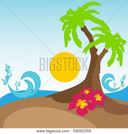 alm, flowers and wave with splashes
