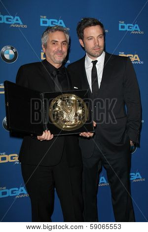 LOS ANGELES - JAN 25:  Alfonso Cuaron, Ben Affleck at the 66th Annual Directors Guild of America Awards - Press Room at Century Plaza Hotel on January 25, 2014 in Century City, CA