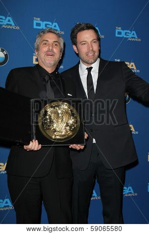 LOS ANGELES - JAN 25:  Alfonso Cuaron, Ben Affleck at the 66th Annual Directors Guild of America Awards - Press Room at Century Plaza Hotel on January 25, 2014 in Century City, CA