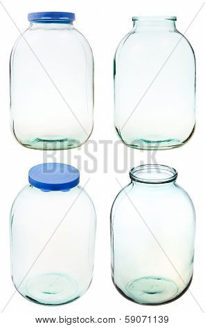Set Of Three-liter Glass Jar Isolated