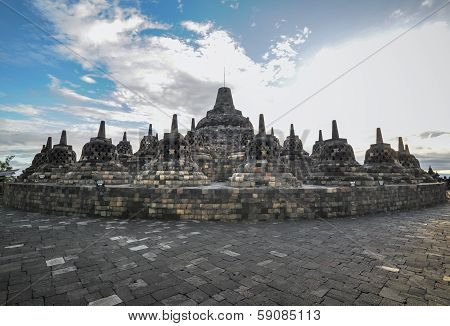 Heritage Buddist Temple Borobudur Complex In Yogjakarta Java