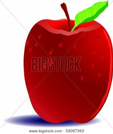 Red Apple with Dew