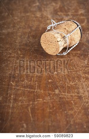 bottle corks on the wooden background