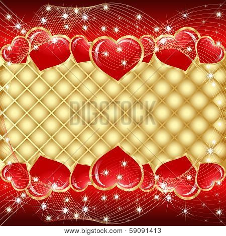 Valentine star hearts and gold background