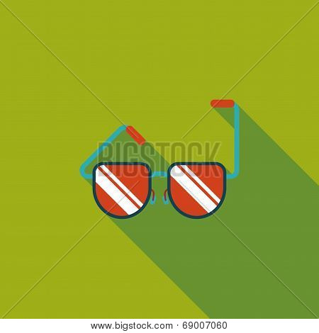 Sunglasses Flat Icon With Long Shadow
