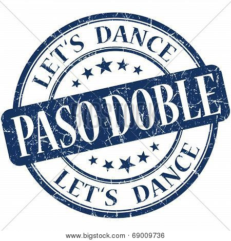 Paso Doble Blue Vintage Grungy Isolated Round Stamp