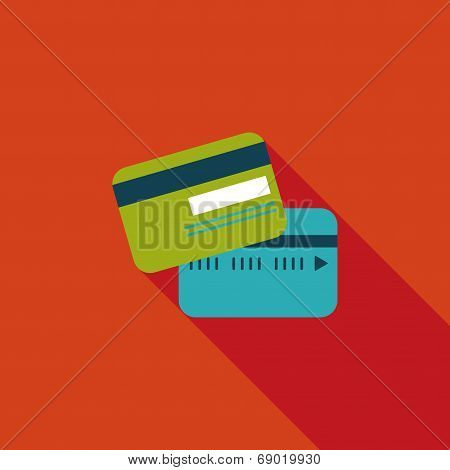 Credit Card Flat Icon With Long Shadow
