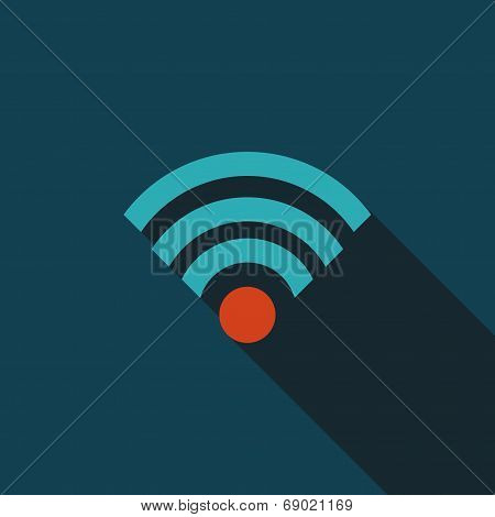 Wireless Wifi Flat Icon With Long Shadow