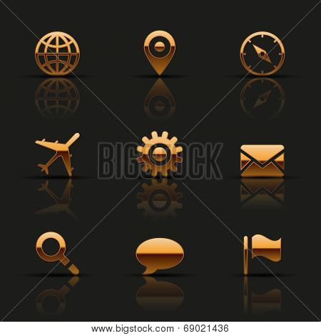 Golden web icons set