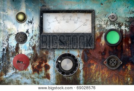 Vintage Ampere Meter Control Panel