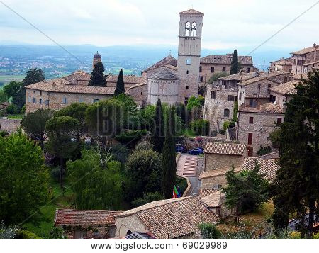 Panorama Of The Old City Of Assisi In Italy