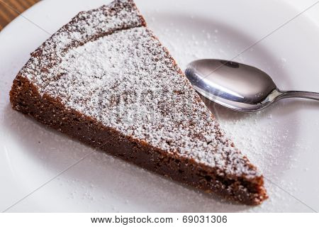 Chocolate Cake Slice On White Dish