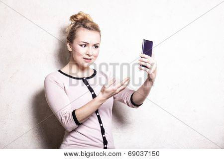 Businesswoman Texting Reading Sms On Smartphone