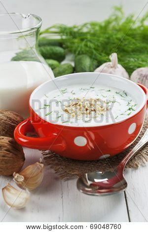 Summer Soup With Cucumbers, Yogurt And Walnuts