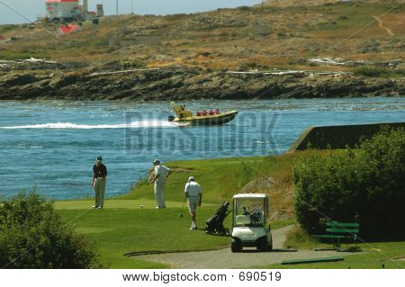 Active Seniors Playing Golf