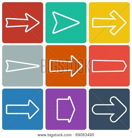 Set of colorful flat arrows