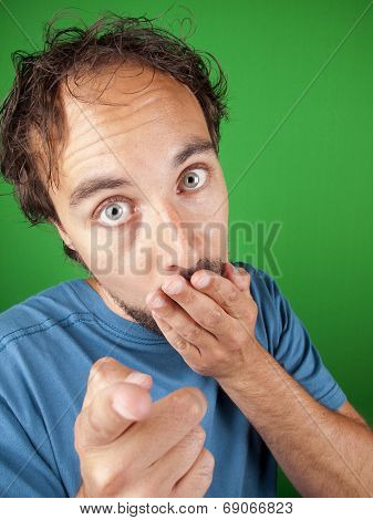 Man With Surprised Expression Pointing At You