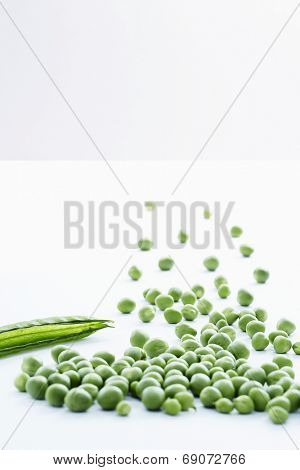 Group of Loose Peas With Pea Pod