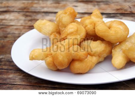 Chinese Deep-Fried Doughstick on Plate