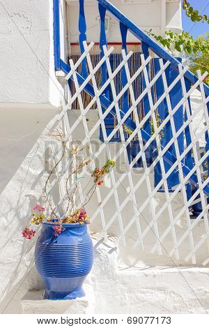 Blue Pot With Flowers