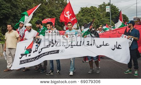 People Protesting Against Gaza Strip Bombing In Milan, Italy