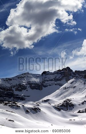Snowy Mountains In Evening