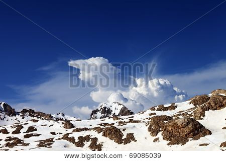 Snowy Rocks At Nice Day