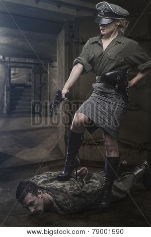 reenactment, Official German woman, representation of tyranny and oppression
