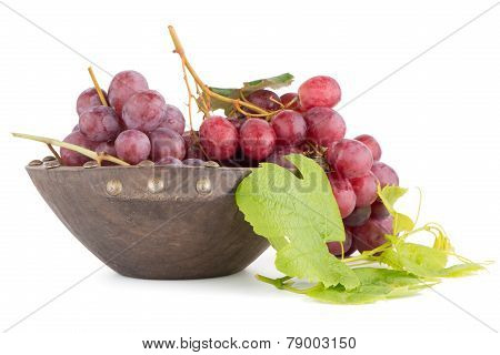 Fresh Red Grapes In Wood Bown