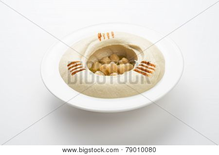 Hommos Plate, Lebanese plate of Hommos isolated on white background