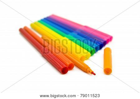 Set of markers rainbow colors isolated on white