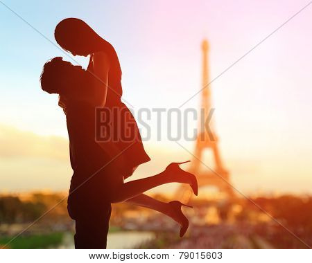 Romantic Lovers With Eiffel Tower