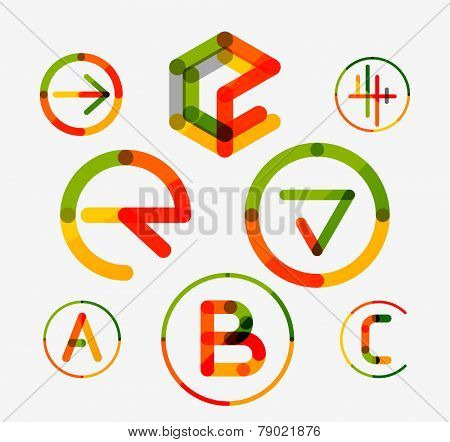 Logo set thin line clean style - business icons, branding emblems