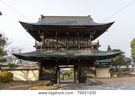 TAKAYAMA, JAPAN - DECEMBER 03, 2014. The Daiohji Temple and Higashiyama shrine displays the fine zen architecture of old Japan. This ancient building is an important cultural and religious landmark.