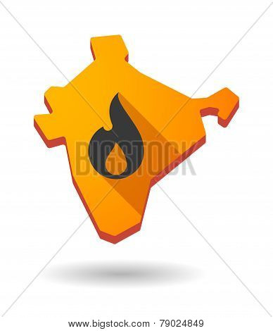 India Map Icon With A Flame