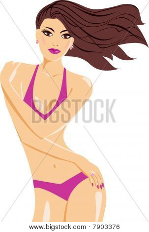 Brunetta In Bikini Bordeaux...