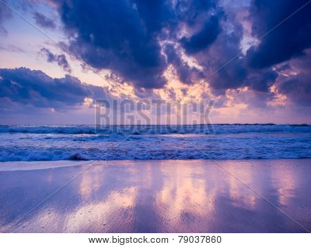 Sea sunrise in Chaweng beach Koh Samui island, Thailand.