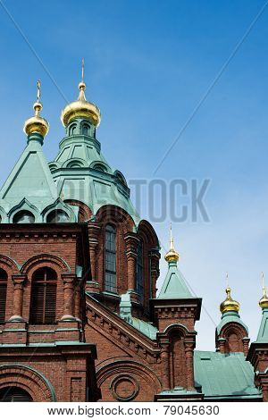 Gilded Onion Domes Of Uspenski Cathedral