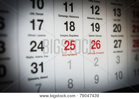 December 25 In The Calendar