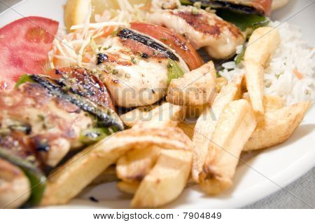 Chicken Souvlaki Abendessen Griechenland