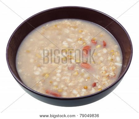 Rustic Mess Of Pottage In Bowl Isolated On White
