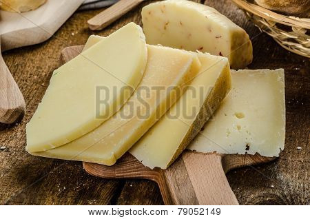 Delicious Ripe Cheese With Crispy Baguette And Wine