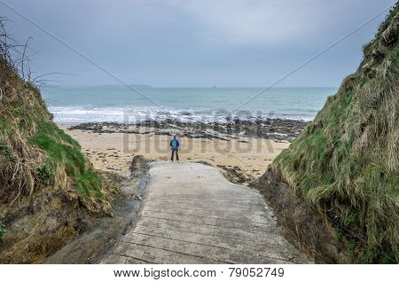 walking towards helford passage in cornwall england uk