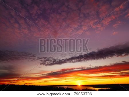 Colorful Sunrise Over The Lake