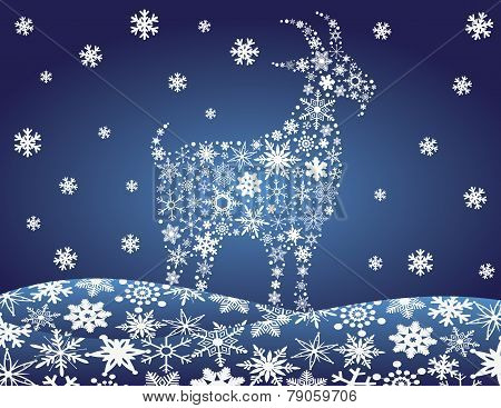 2014 Chinese Goat Snowflakes Illustration